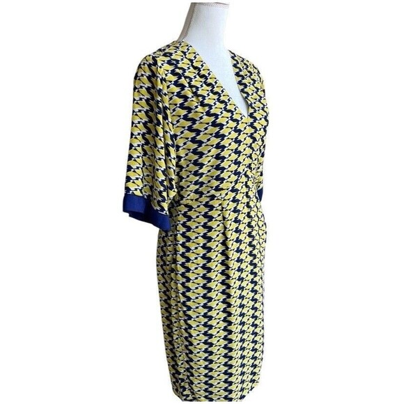 Anthropologie Maeve Dress Size 4 Mirabilis Kimono Sleeve Yellow Blue Geometric - Picture 7 of 16